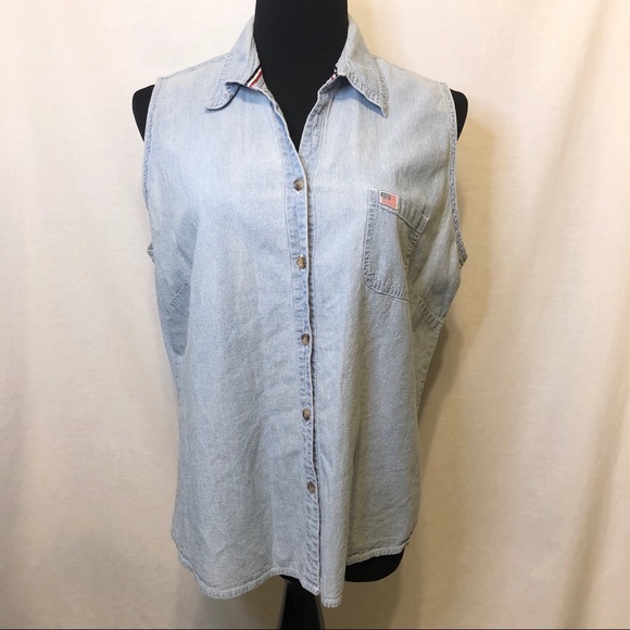Sonoma Sleeveless Button Down Thin Denim Shirt XL - Picture 4 of 5